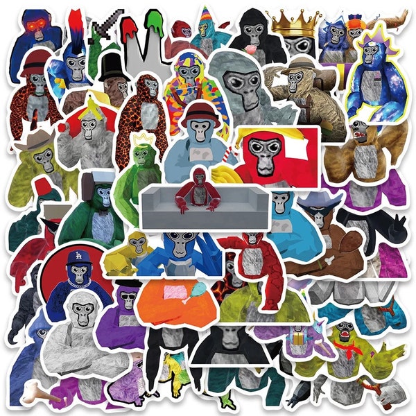 50 Pcs Gorilla Tag Game Cool Art Handmade Stickers – Aesthetic Graffiti Decals for Skateboards, Laptops, Bottles, and Scrapbooking