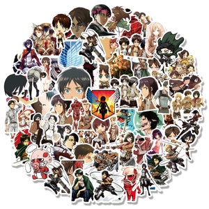 100 Pcs Attack On Titan Anime Stickers - Handmade Waterproof Decals for Laptop Guitar Motorcycle Skateboard Luggage - Width 5 cm Height 5 cm