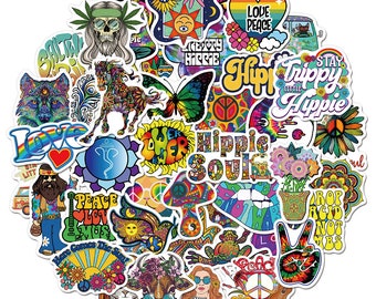 100 pcs Bande Dessinée Rétro Hippie Autocollants Graffiti pour Ordinateur Portable Moto Vélo Voiture Skateboard Étanche Decal