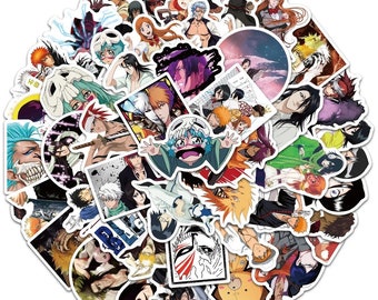 50 stickers anime faits main à l'eau de javel pour moto, skateboard, ordinateur portable, téléphone, valise, voiture, imperméables - cadeau parfait !