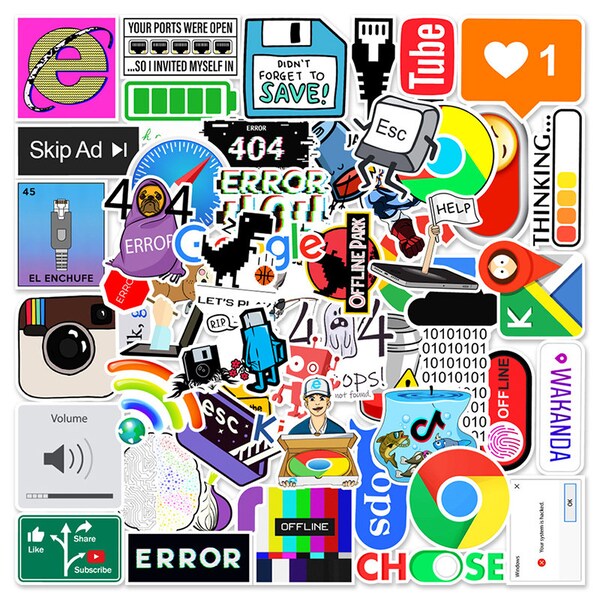 50 Pcs Internet 404 Network Error Cartoon Java Program Stickers