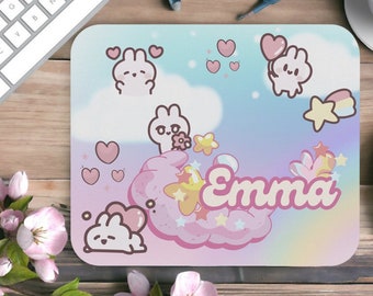 Personalized Mouse Pad, Bunny Mouse Pad, Kawaii Mouse Pad, Cute Mouse Pad, Anime Desk Mat, Cute Mousepad Kawaii, Rabbit Lover