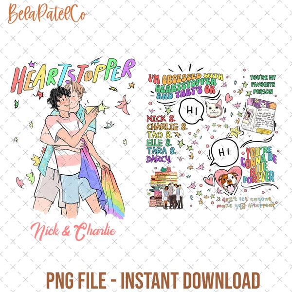 Heartstopper Custom Name Png, Nick And Charlie Png, LGBT Pride Png, Gay Couple Custom Png I'm Bi Actually Png, LGBT Heartstopper Rainbow Png