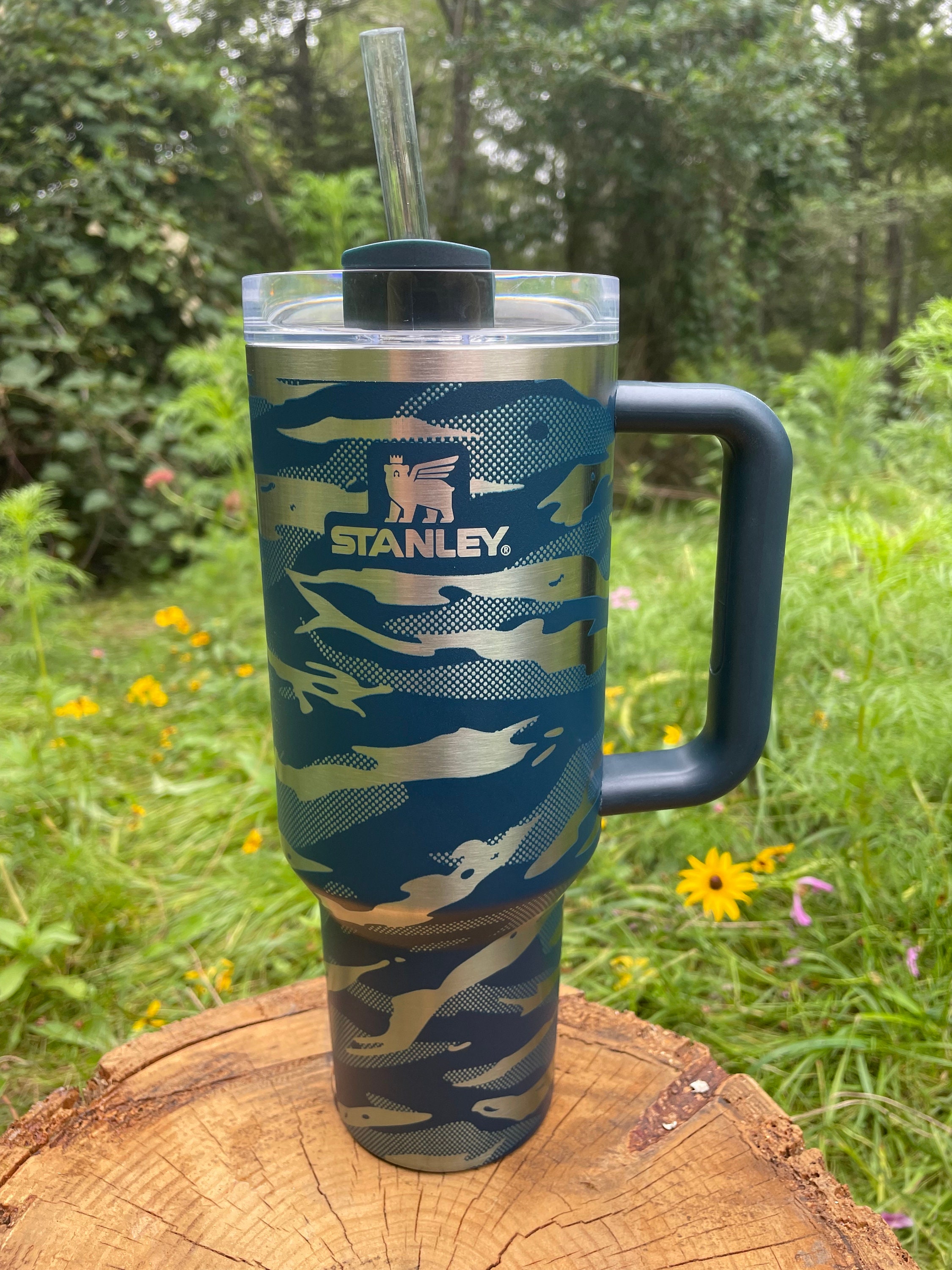 Camoflauge Stanley Quencher 40oz, Stanley Mug, Engraved Tumbler, Engraved  Stanley, Camo Stanley, Full Wrap Stanley, Travel Mug With Handle 