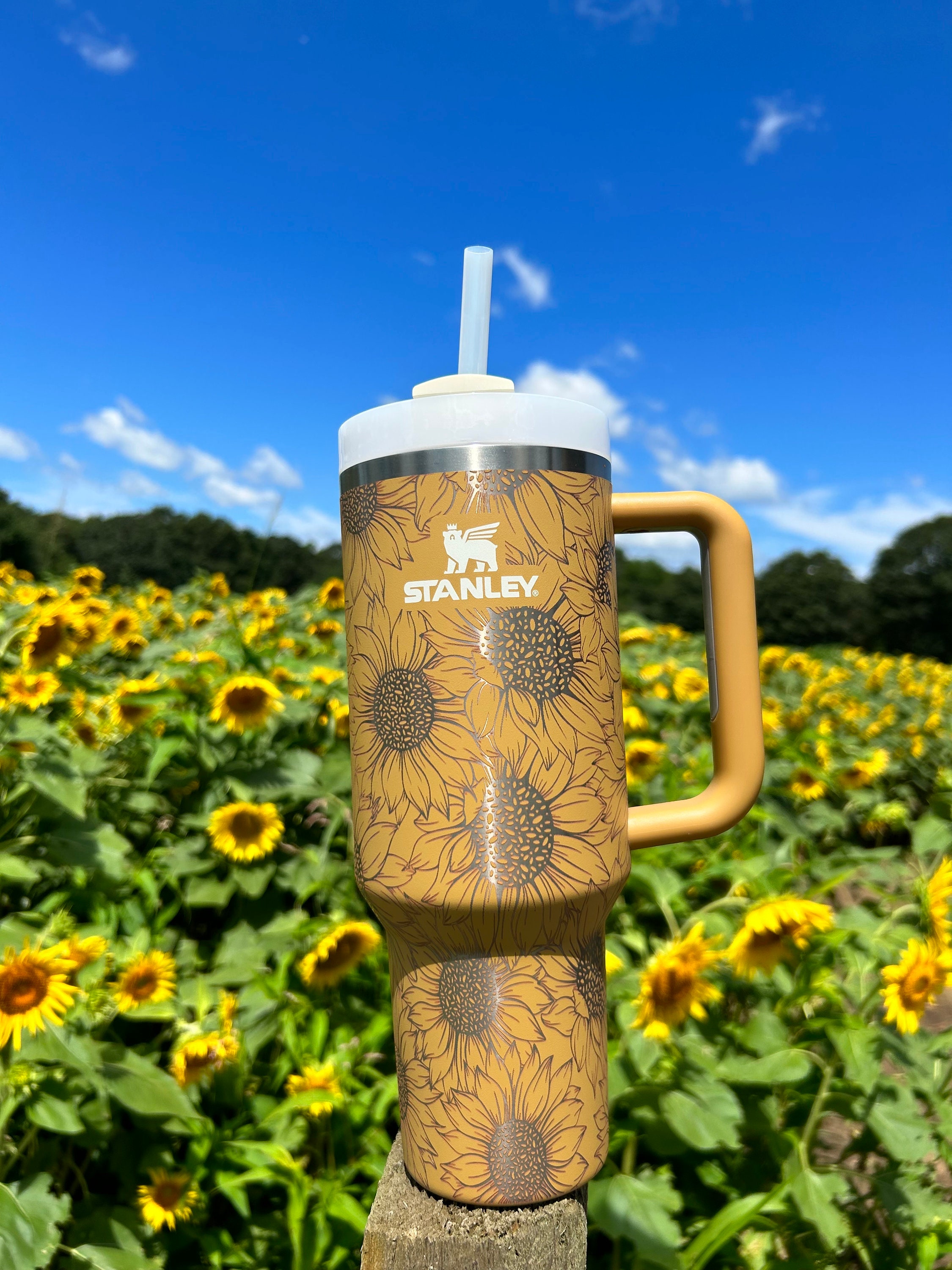 The Original Sunflower Engraved Stanley Adventure Quencher 40oz Tumbler 