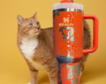 Vaso de 40 oz con grabado de gatito