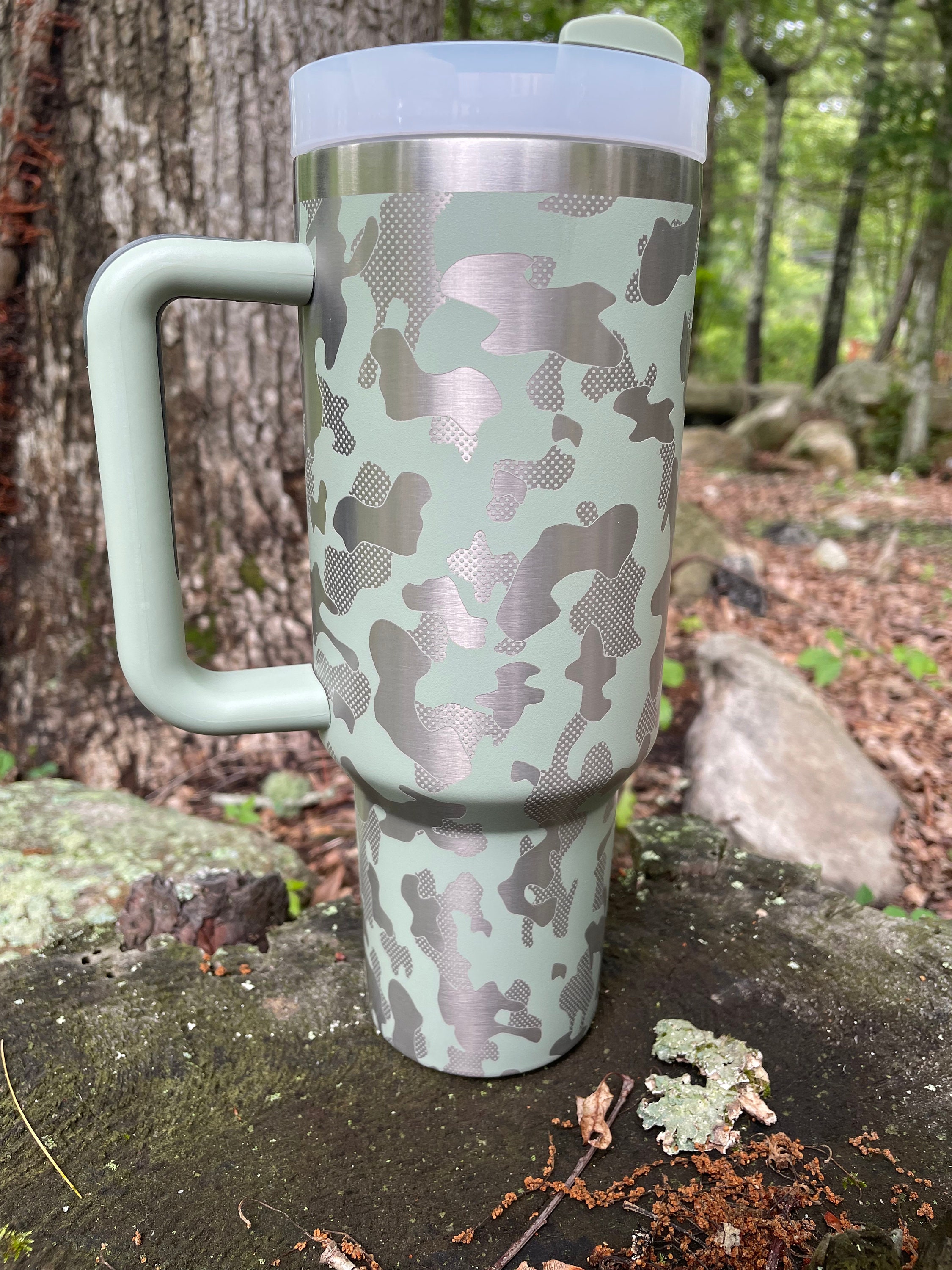 Camoflauge Stanley Quencher 40oz, Stanley Mug, Engraved Tumbler, Engraved  Stanley, Camo Stanley, Full Wrap Stanley, Travel Mug With Handle 