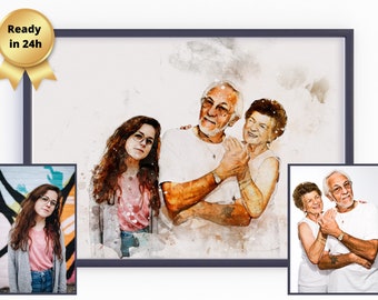Add Person to Photo - Add Deceased Loved One - Custom Watercolor Family Portrait - Combine Different Photos, Gift for Family - Add Someone