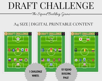 Voetbal Draft Challenge Game | Voetbalgezelschapsspel | Afdrukbaar voetbalspel | Draft Squad Building-spel - 1