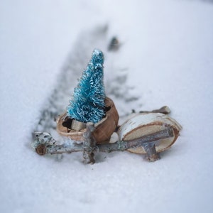 Schubkarre mit Weihnachtsbaum/ Wichtel Zubehör, Wichtelstreich/ Wichteltür