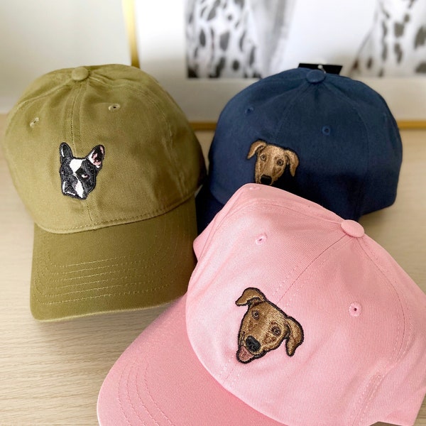 Custom Pet Embroidered Hat Drawn Art from Pet Photo Personalised Dog Hat Custom Pet Cap Custom Dog Cat Mum Baseball Cap Dog Mom Gift