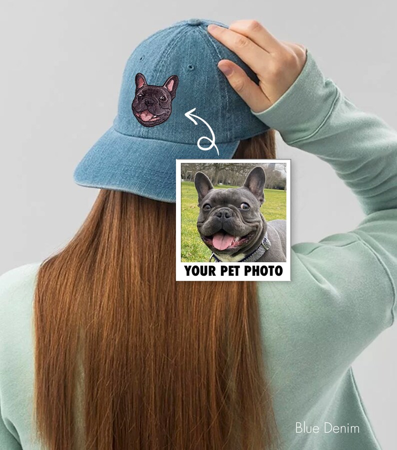 Bestickte Haustiermütze Gezeichnet Kunst vom Haustierfoto Personalisierte Hundemütze Benutzerdefinierte Haustiermütze Benutzerdefinierte Hundekatzenmutter-Baseballmütze-Hundemuttergeschenk Bild 9