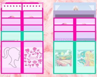 Leere/linierte Journalseiten, Junk Journal Basic Papiere, druckbare Shabby Seiten, Barbie inspiriertes Themenpapier, Barbie inspiriertes Collage Blatt