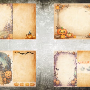 Blank/Lined Journal Pages, Junk Journal Basic Papers, Printable Shabby Pages, Halloween Theme Paper Vintage, Halloween Collage sheet