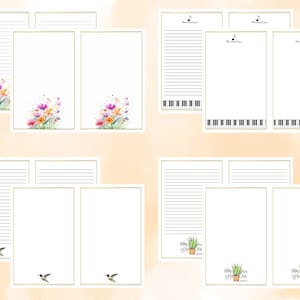 Blank/Lined Journal Pages, Journal Basic Papers, Printable Journal Pages, Minimalist Theme Paper, Minimalist Collage sheet