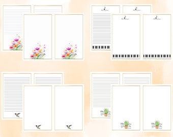 Leere/linierte Journalseiten, Journal Basic Papiere, druckbare Journalseiten, Minimalistisches Themenpapier, Minimalistisches Collagenblatt