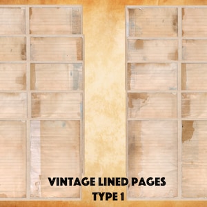 Leere/linierte Journalseiten, Junk Journal Basic Papiere, druckbare Shabby Seiten, Vintage liniertes Themenpapier, Vintage linierte Seiten Collage Bogen