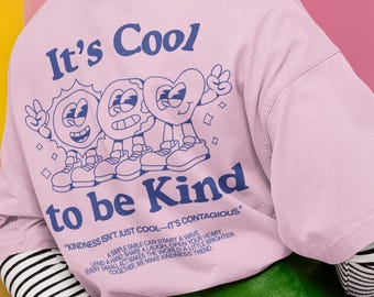 Koszulka z grafiką „Retro Kindness” – luźna, wygodna koszulka w różnych kolorach