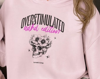 Bluza z kapturem Overstilated: Kwiatowa czaszka, unisexowy, wygodny krój