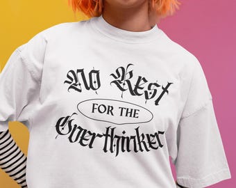 Koszulka z grafiką Overthinker, oversize'owa koszulka w stylu vintage, w wygodnych kolorach