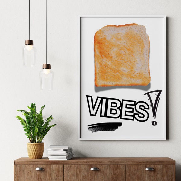 Vibes Poster Trendy Wall Art Bar Cart Modern Pop Art Deco Unique Funky Art Prints for Kitchen Poster Printable Wall Art Graffiti Art