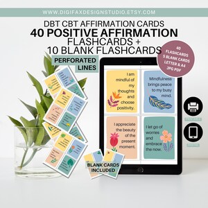 Tarjetas de afirmación positiva para la terapia dialéctica conductual (DBT), tarjetas de atención plena, tarjetas inspiradoras, herramientas de terapia, trabajo social, herramientas de asesoramiento, TCC, trastorno límite de la personalidad (TLP), TDAH