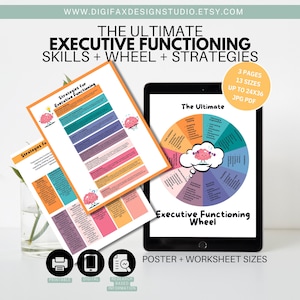 ADHD Therapy Worksheets for Executive Functioning DBT CBT Impulse Skills School Counselor Office Decor Social Worker Focus Plan Strategies