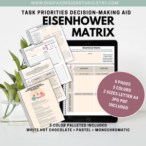 Entscheidungsplaner Druckbereites Arbeitsblatt zur Entscheidungsfindung Eisenhower Matrix Vorlage Aufgabenprioritätenliste Produktivität Arbeitsblätter für eine Entscheidung