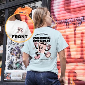 Coffee Break Before Mental Break Shirt – Funny Comfort Colors Tee, Coffee Lover Gift, Oversized Mental Health T-Shirt, Vintage Cafe Style