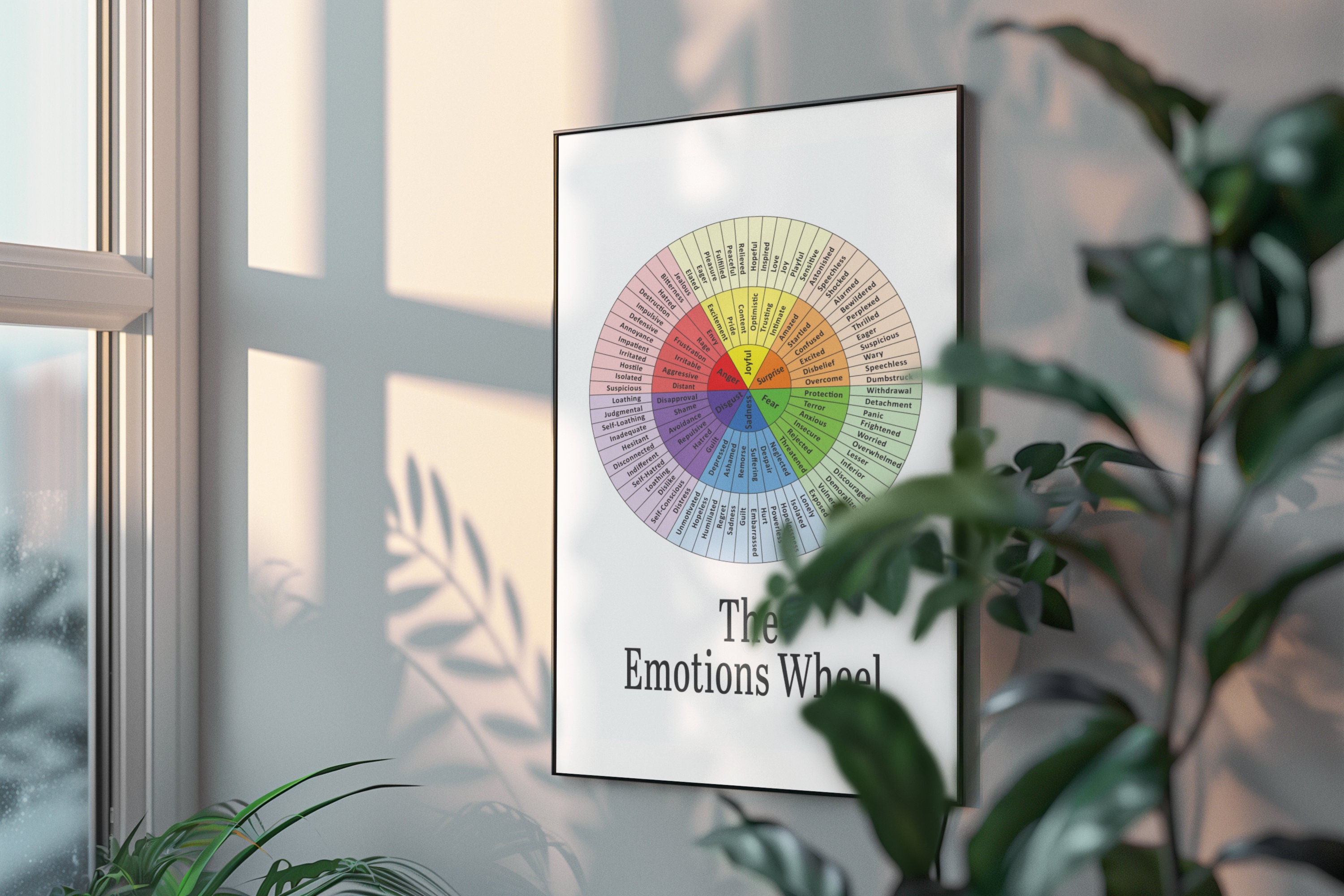 Feelings Wheel Poster: Therapy Office Decor, Mental Health Art - Etsy UK