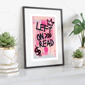 Graffiti Grunge Print, Grunge Room Decor Print, Graffiti Print, Roze Graffiti Afdrukbare Muurkunst, Links op Lees Poster, Stedelijke Esthetiek