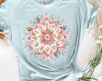 Floral Mandala Shirt, Bella Canvas Yoga Tshirt, Meditation Spiritual Gift