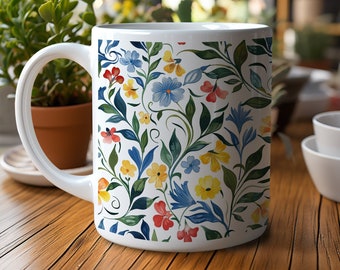 Wildflowers 20oz Jumbo Mug, Floral Ceramic Tea Cup, Flower Garden Lover, Gift for Her, Mothers Day Gift, Cottagecore Coffee Mug
