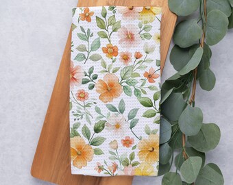 Spring Floral Kitchen Towel, Spring Kitchen Towel, Floral Tea Towel, Cotton Hand Towel, Housewarming Gift, Mothers Day Gift