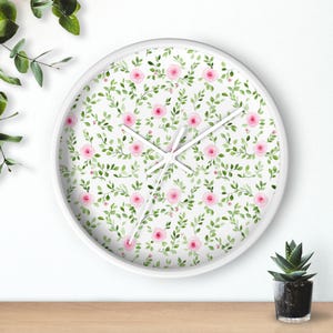 Wildflower Rose Wall Clock, Floral Wall Clock, Office Clock, Decorative Kitchen Clock, Gift for College Student, Teacher Gift, Gift for Mom