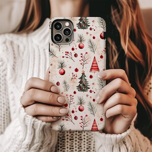 Vintage Christmas Tree and Berry Phone Case | iPhone 16 15 14 13 Pro Max | Pixel | Samsung | Christmas Gift Ideas | Stocking Stuffer