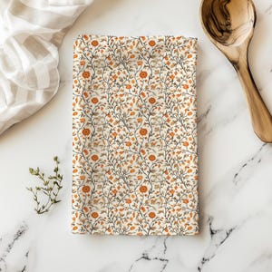 Fall Floral Decorative Tea Towel, Autumn Wildflower Kitchen Decor, Thanksgiving Fall Housewarming Gift