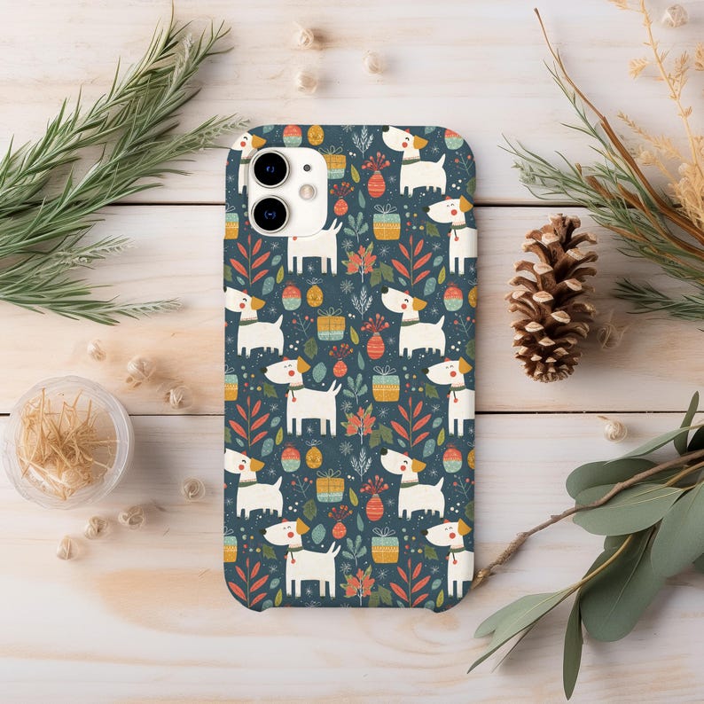 Christmas Dog Phone Case | Cute Dog Holiday Phone Case | iPhone 16 15 14 | Pixel | Samsung | Dog Lover Christmas Gift | Dog Gift