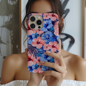 Hawaiian Hibiscus Tropical Floral Phone Case| iPhone 16 15 14 13 | Samsung | Pixel | Mothers Day Gift | Spring Cottagecore Phone Case