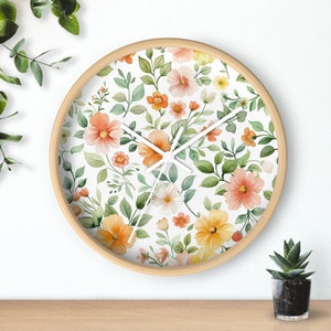 Wildflower Wall Clock, Floral Wall Decor, Spring Flowers Decorative Clock, Office Clock, Kitchen Clock, Housewarming Gift for Her