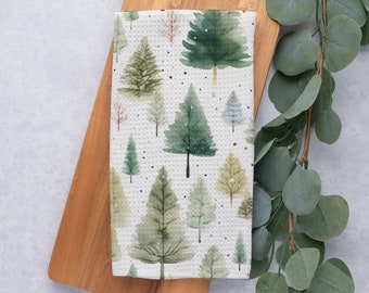 Christmas Tree Tea Towel, Christmas Kitchen Towel, Holiday Kitchen Decor, Winter Dish Towel, Hand Towel, Housewarming Gift