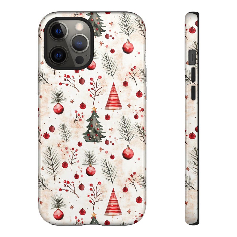 Vintage Christmas Tree and Berry Phone Case | iPhone 13 14 15 Pro | Pixel | Samsung | Christmas Gift Ideas | Stocking Stuffer