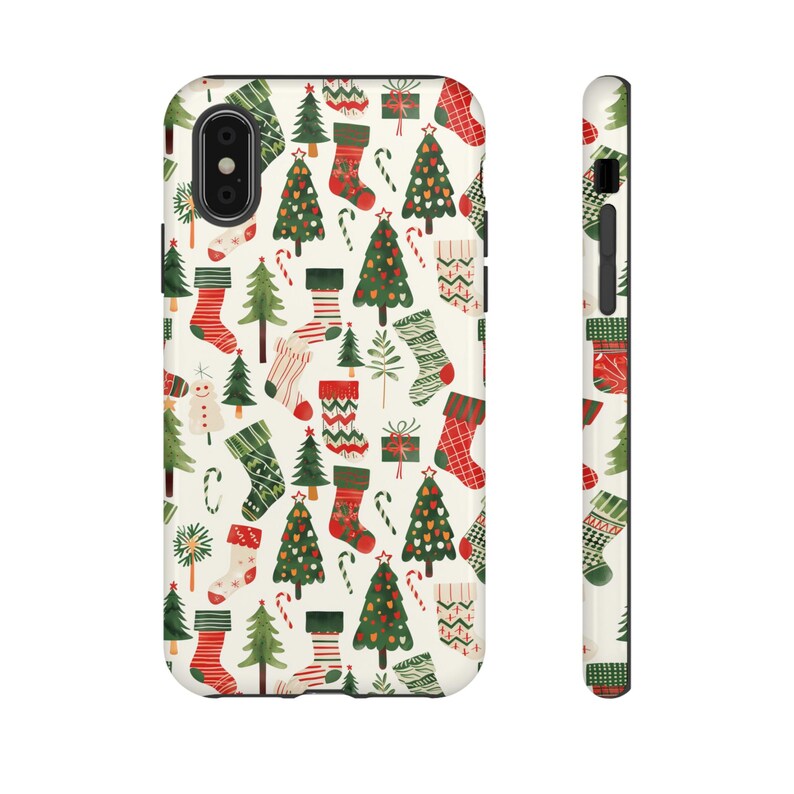 Christmas Stockings Phone Case | Christmas Trees Phone Case | iPhone 13 14 15 Pro Max | Pixel | Samsung | Stocking Stuffer | Christmas Gift