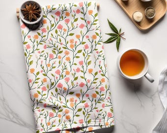 Spring Wildflower Kitchen Tea Towel, Spring Kitchen Towel, Cotton Hand Towel, Housewarming Gift, Home Decor, Gift for Her, Mother's Day Gift