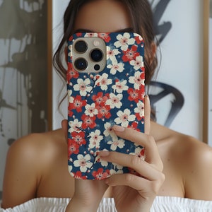 4th of July Floral Phone Case | Floral Phone Cover | iPhone 13 14 15 Pro Max | Pixel | Samsung | Gift for Bestie | Independence Day Gift