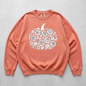 Floral Pumpkin Sweatshirt, Comfort Colors® Fall Shirt for Women, Halloween Pullover