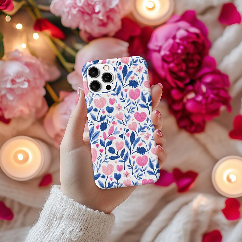Valentines Hearts Phone Case | Floral Valentines iPhone 16 15 14  Pro Max | Google 9 | Samsung | Valentines Gift Ideas | Gift for Girlfriend