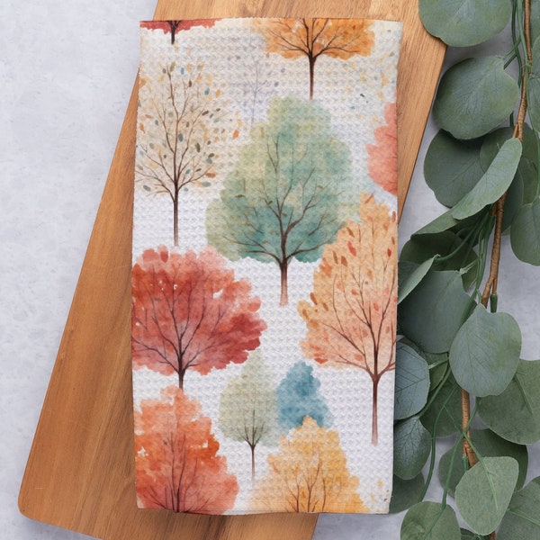 Fall Trees Kitchen Towel, Fall Kitchen Decor, Autumn Dish Towel, Fall Kitchen Decor, Hand Towel, Housewarming Gift, Tea Towel