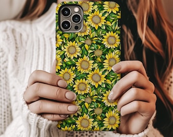Sunflower Stained Glass Effect Phone Case: Floral iPhone, Samsung, Google