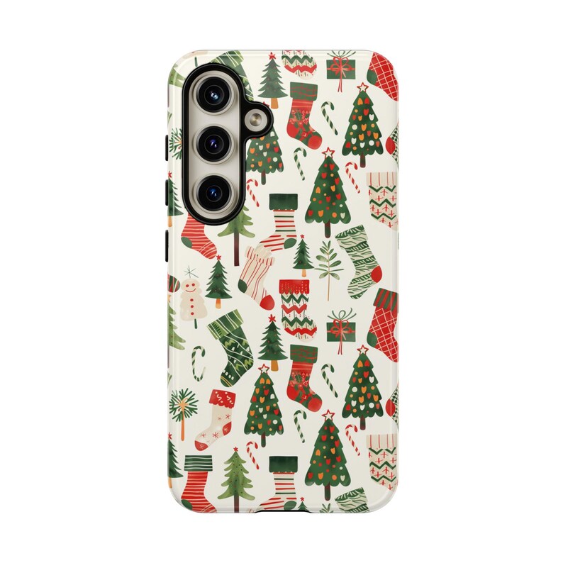 Christmas Stockings Phone Case | Christmas Trees Phone Case | iPhone 13 14 15 Pro Max | Pixel | Samsung | Stocking Stuffer | Christmas Gift
